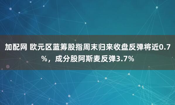 加配网 欧元区蓝筹股指周末归来收盘反弹将近0.7%，成分股阿斯麦反弹3.7%