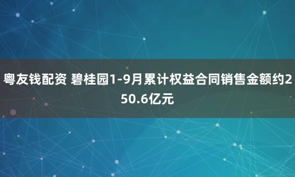 粤友钱配资 碧桂园1-9月累计权益合同销售金额约250.6亿元